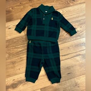Boys' Plaid Fleece Sweatshirt & Jogger Pants Set Size 6M